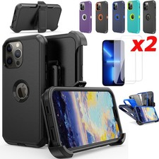 For iPhone 13 Mini/13/13 Pro/13 Pro Max Case Cover Belt Clip 2xScreen Protector