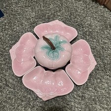 Vtg Mid Century Belmar California Pottery 310 Ceramic Strawberry Dish & Trays