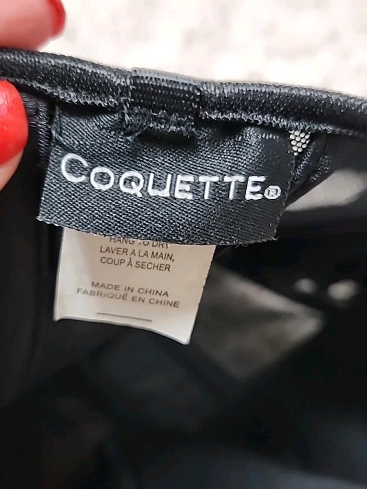 Black Sequin Bow Coquette Corset Bustier Size M Black Tie Event Holiday Sparkle - Image 3 of 4