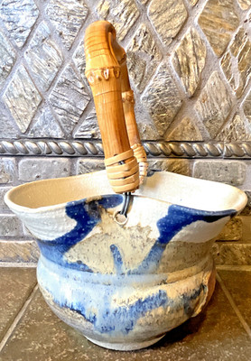 Pottery Basket With Handle Tomar Company on One Side Charming Design