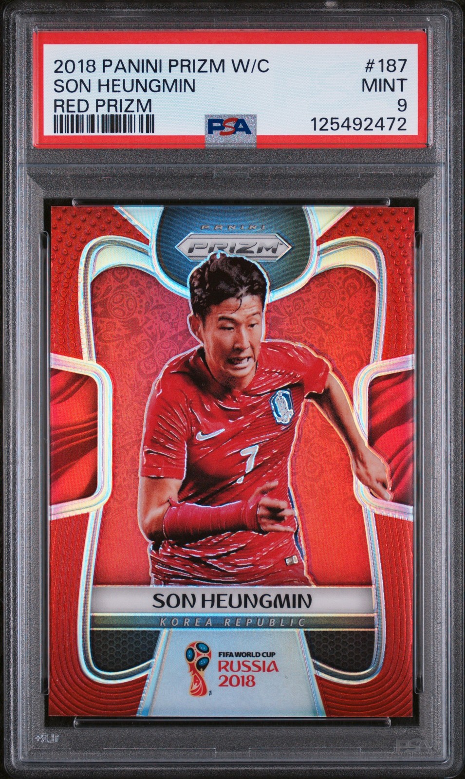 2018 PANINI PRIZM WORLD CUP RED PRIZM #187 SON HEUNGMIN 48/149 PSA 9
