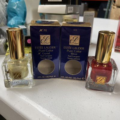 2- Estée Lauder 9ml Nail Lacquer Pure Color New Nail Crystal Ball & Velvet Rouge