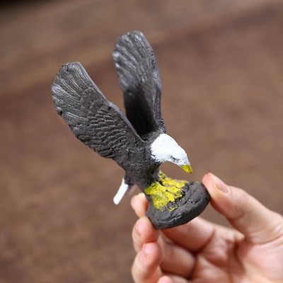 2 Stück Violetter Ton Adler Statue stabil bemalt Vogel Ornament