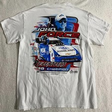 Size M - VTG John Force NHRA T-Shirt Men's White Relentless 16x Champion Racing
