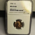 1954 Lincoln Wheat Cent MS65 RED NGC