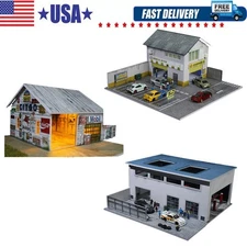 1/64 Diorama Factory Garage Model LED Car Parking Lot Display Case Scene Toys US