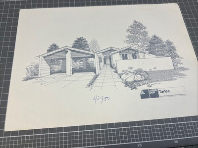 VINTAGE 1970s ARCHITECT PLANS NEW HOME BUILD LARWIN CLIFF ART ADVERTISE TARLEE