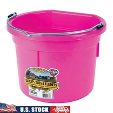 Heavy Duty Flat Back Bucket 8qt Plastic Pink Commercial Residential Use