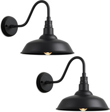 10" Outdoor Barn Gooseneck Light, Classic Farmhouse Style Black Outdoor Light Fi