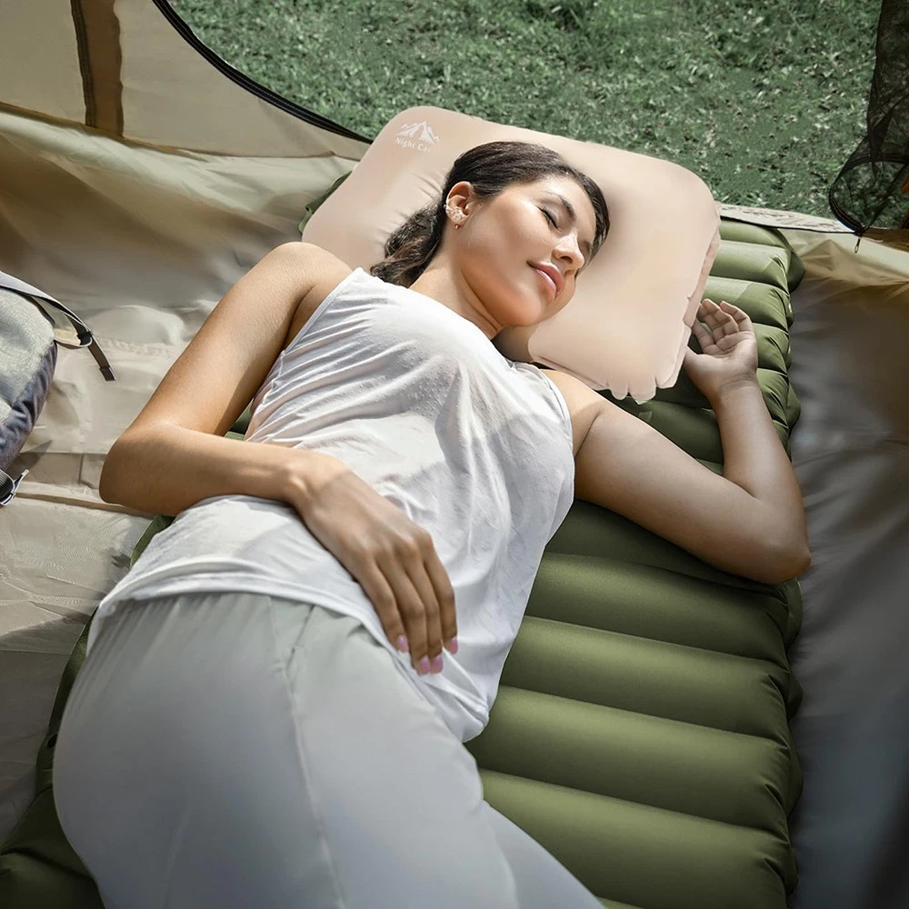 Self-Inflating Travel Pillow for Camping with Memory Foam Support