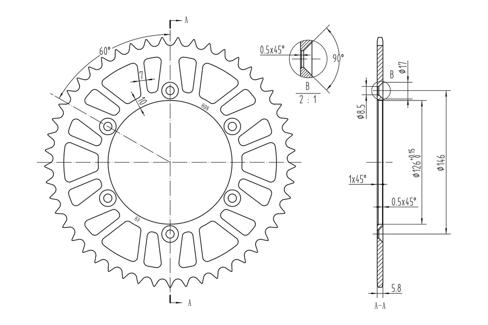 For Suzuki RMZ250 2007-2016 BikeMaster 965172 520 Series Sprocket - Image 2 of 2