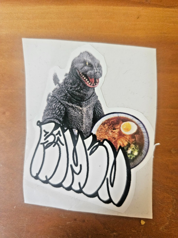 Godzilla Ramen Sticker - Monster - 2.5 X 2 Inches - Small imperfection - Fast