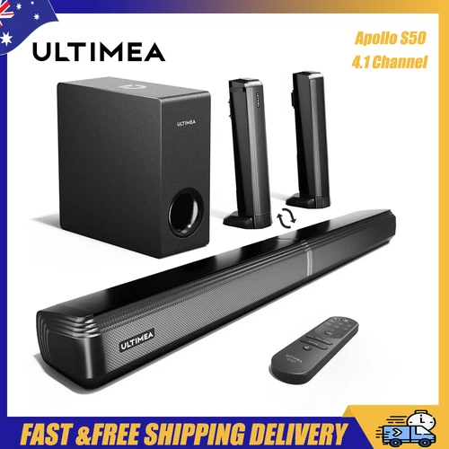 ULTIMEA 4.1ch Sound Bar for TV 2-in-1 Detachable Sound Bar with Subwoofer, 200W