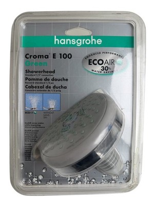Hansgrohe Croma Green E100 04081000 Shower Head Chrome EcoAIR 1.75 GPM NOS