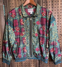 Vintage 90s Westbound Petite Windbreaker Plaid Patchwork Gold Sopranos Size L