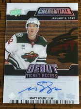 Matt Boldy /99 - 2022-23 Credentials - Debut Ticket Access Acetate Auto #DTA-MB