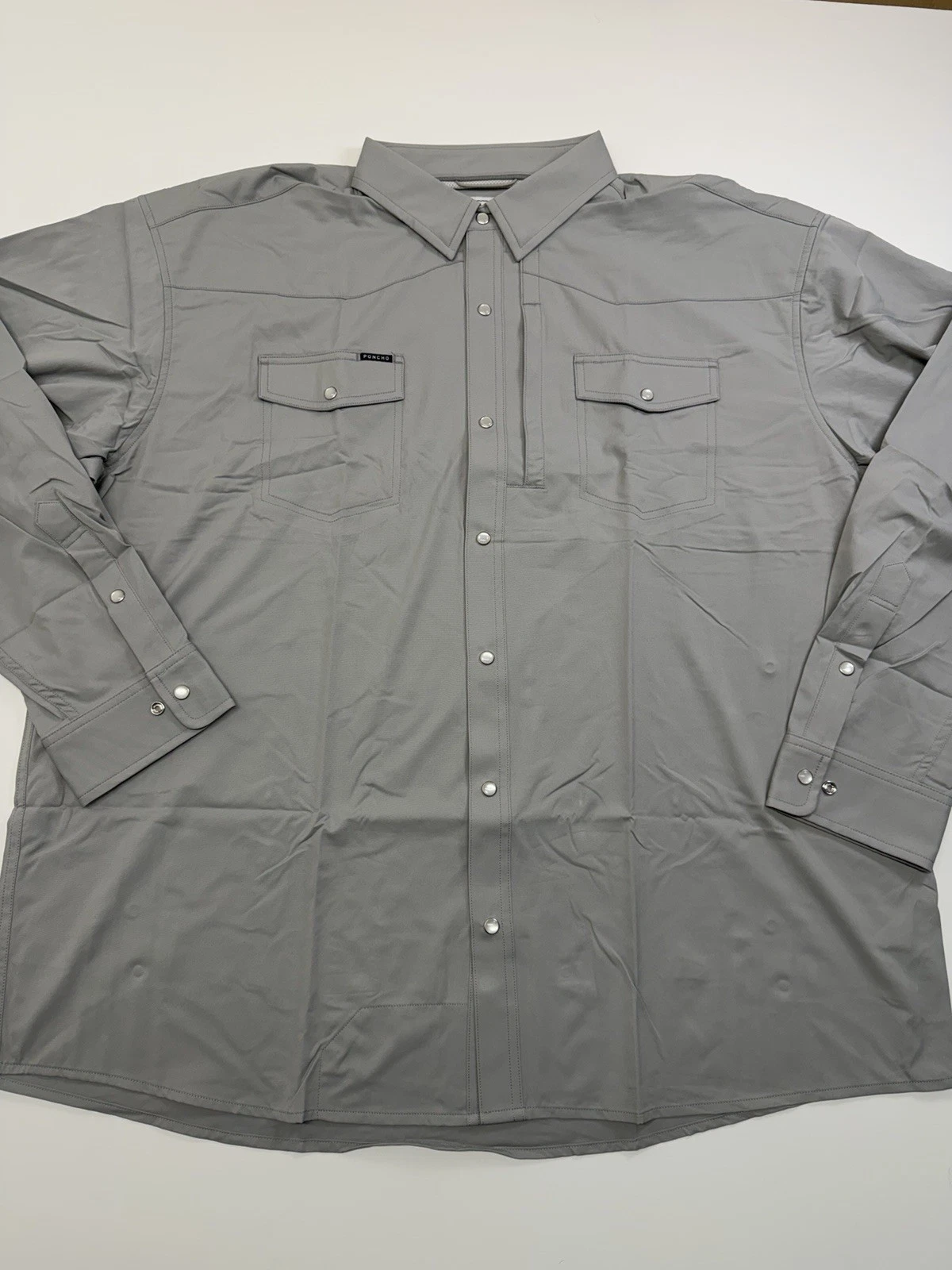 Poncho San Saba Western Pearl Snap Shirt Mens 2XL Gray Fishing Vented Stretch
Opens in a new window