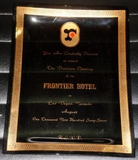 FRONTIER HOTEL Casino Grand/Premiere Opening Invitation Ashtray/Candy Dish 1967