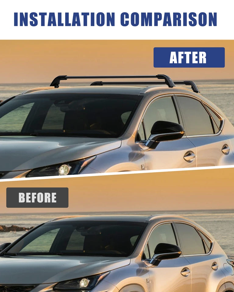 Barras transversales bloqueables para barras de carga techo negras Lexus Nx 200t 300 300h 2015-2021 Foto 3 de 4