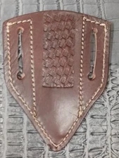 Dark Brown Open Top Engraved Center Belt Loop Lether Fix Blade Knife Sheath