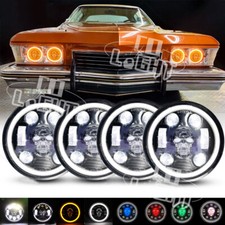 4pcs 5 34 5.75 Rgb Led Headlights Round Halo Drl For Buick Riviera 1963-1974