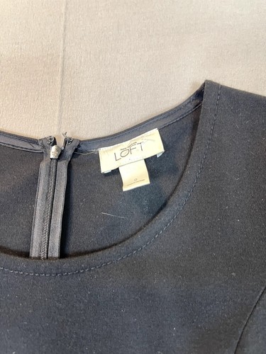ANN TAYLOR LOFT BLACK DRESS Size 0 Back Zipper Little black dress Womens Pockets - Picture 3 of 19