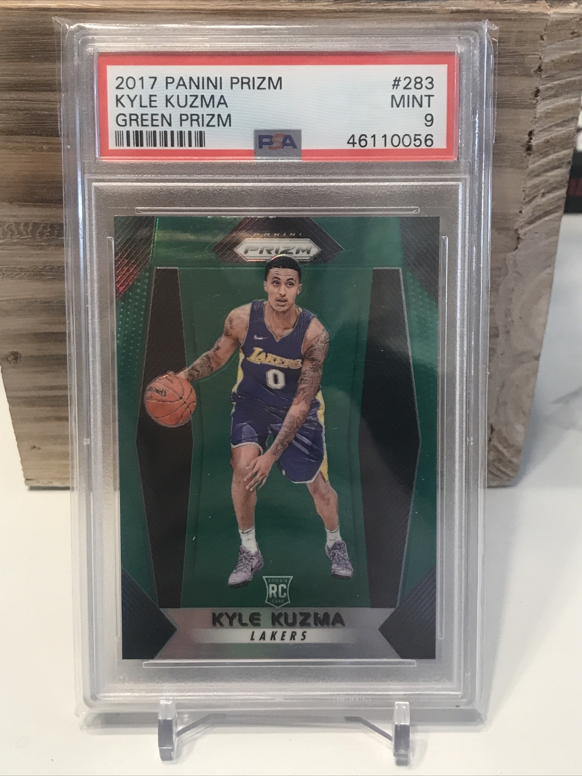 2017 Panini Prizm - KYLE KUZMA - RC #283 GREEN REFRACTOR - PSA 9 - LA Lakers