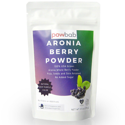 powbab Aronia Berry Powder 3.5 oz - 100% USA Grown Organic Aronia Choke Berry