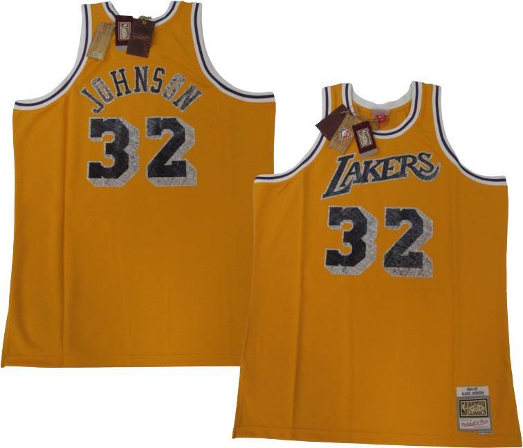 84-85 Magic Johnson #32 Lakers Mens Mitchell & Ness Swingman 75th