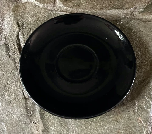 VINTAGE BAUER POTTERY LOS ANGELES CALIFORNIA BLACK 6.5" COFFE CUP SAUCER PLATE