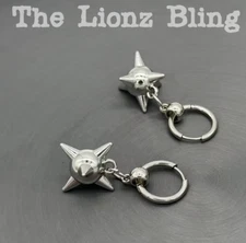 Fierce Medieval Spiked Mace Ball on a Hoop Earrings - 1 1/2" Drop