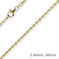 1,8Mm Kette Collier Ankerkette Halskette, 585 Gold Gelbgold, 40Cm Unisex