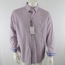 Robert Graham Flip Cuff Button Up Shirt Mens Large Classic Belleview Print Cotto
