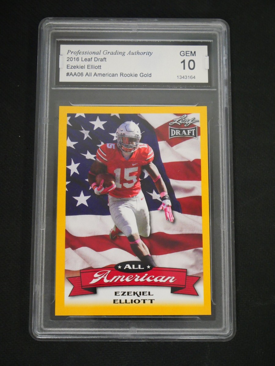 EZEKIEL ELLIOT 2016 LEAF DRAFT #AA06 ALL AMERICAN ROOKIE GOLD PGA