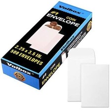  1 Coin Envelopes 500Pcs/Box 2.25 x 3.5" Small Parts Envelope with Gummed Fla...