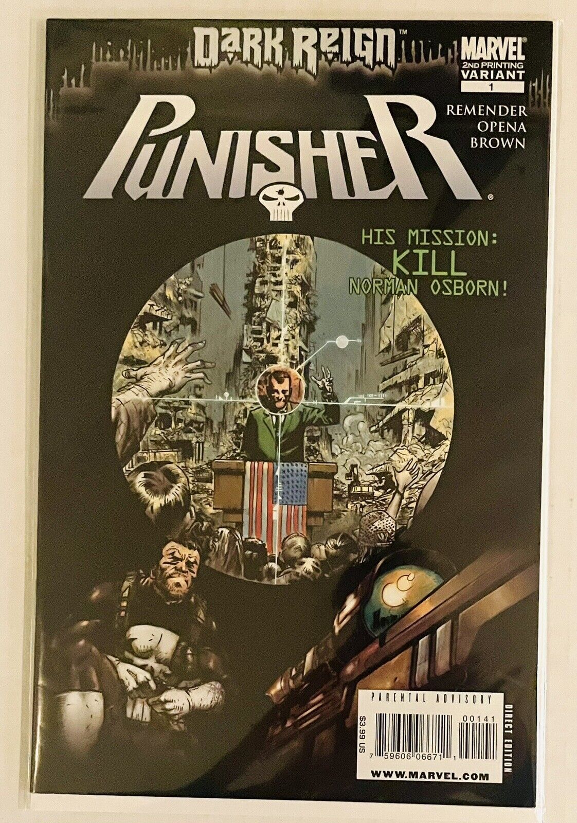 Punisher #1  💥VARIANT💥  2nd Print Variant By Jerome Opena   2009