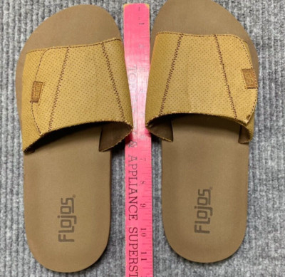 Flojos Mens Duke Tan Slides Sandals Woven Weave Size 9 See Pics