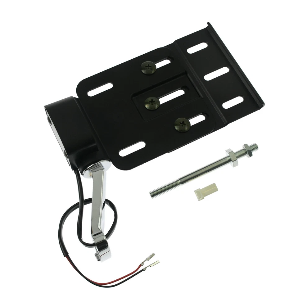 Noir Support plaque d'immatriculation avec lumière LED pliante montage latéral - Photo 2/4