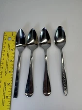 4 Grapefruit Spoons Stainless Steel Serrated Edge Mixed Brand Lot of 4