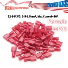 Red AWG22-16 Gauge Nylon Insulated Spade Connector Wire Crimp Female Terminals