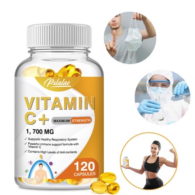 120pcs Vitamin C 1700mg - Elderberry, Ginger root, Vitamin D3 - Immune Support