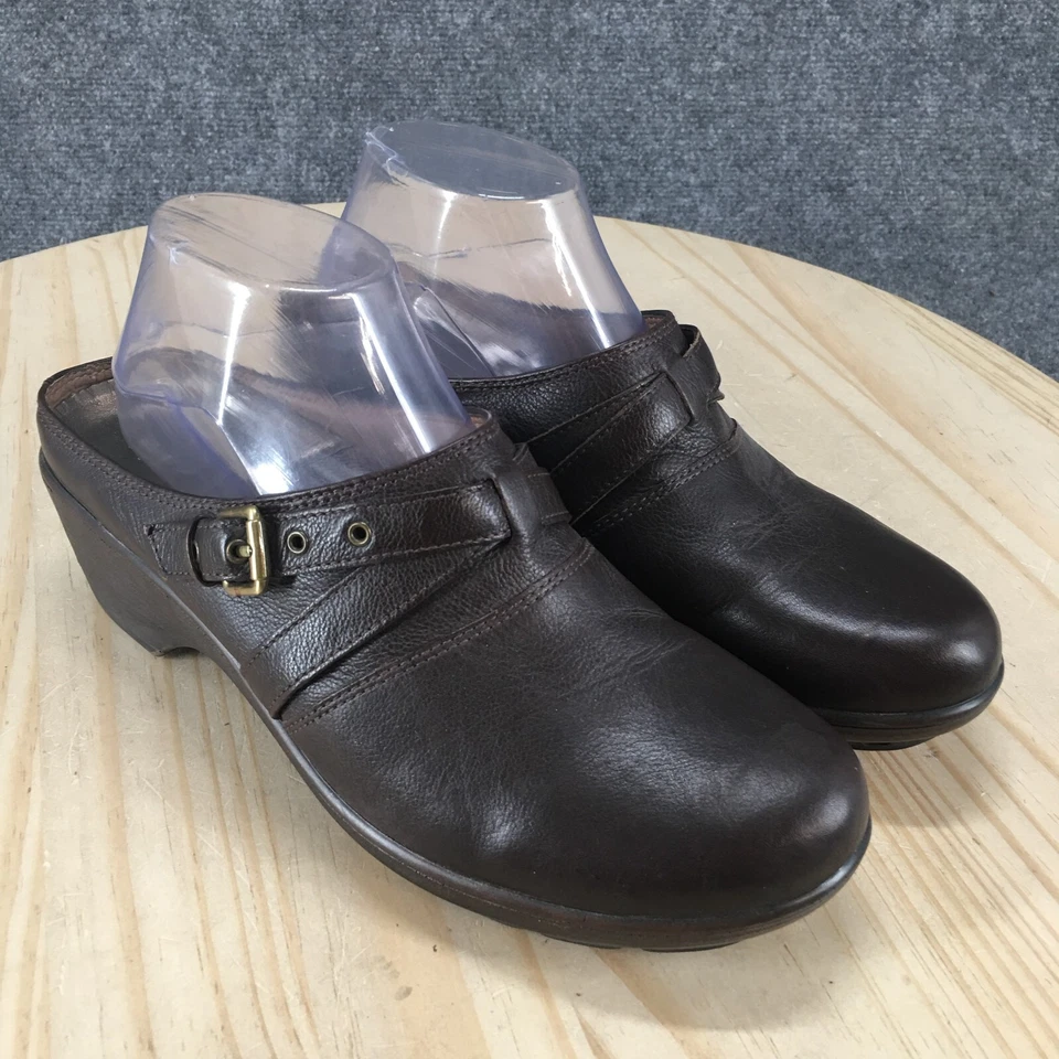 Easy Spirit Shoes Womens 9.5 M Steuben Slip On Mule Clogs Wedge Brown Leather - Image 3 of 4