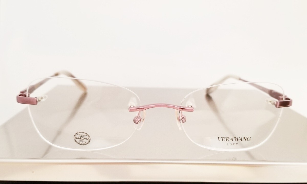 VERA WANG Rhea Titanium Rimless eyeglasses Frame Rose Swarovski