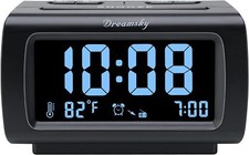 DreamSky Alarm Clock Radio for Bedroom - FM Radio Clock with Battery Backup USB