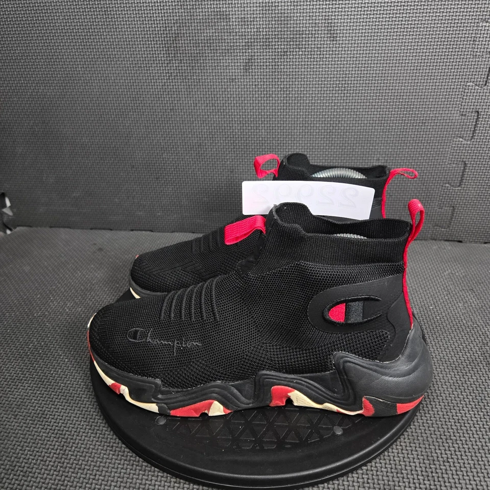 Champion Hyper C Zapatos Crudos Juveniles Talla 6 Negro Blanco Rojo Zapatillas Sin Cordones Foto 3 de 4