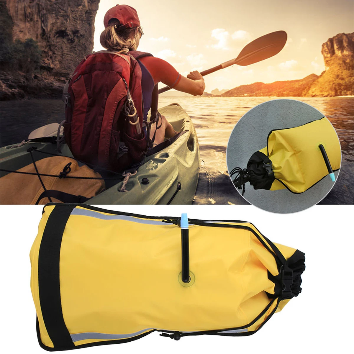Nylon Emergency Inflatable Paddle Float Floating Bag Equipment For Canoe  Kayak | eBay