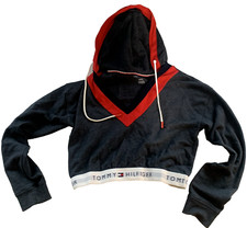 Tommy Hilfiger Women  s Hoodie Small Navy Blue Classic Logo Sweatshirt Pullover