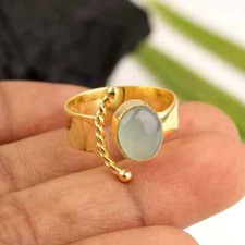 Natural Aqua Chalcedony Gemstone Ring,925 Sterlling Silver,Handmade Ring,Gift