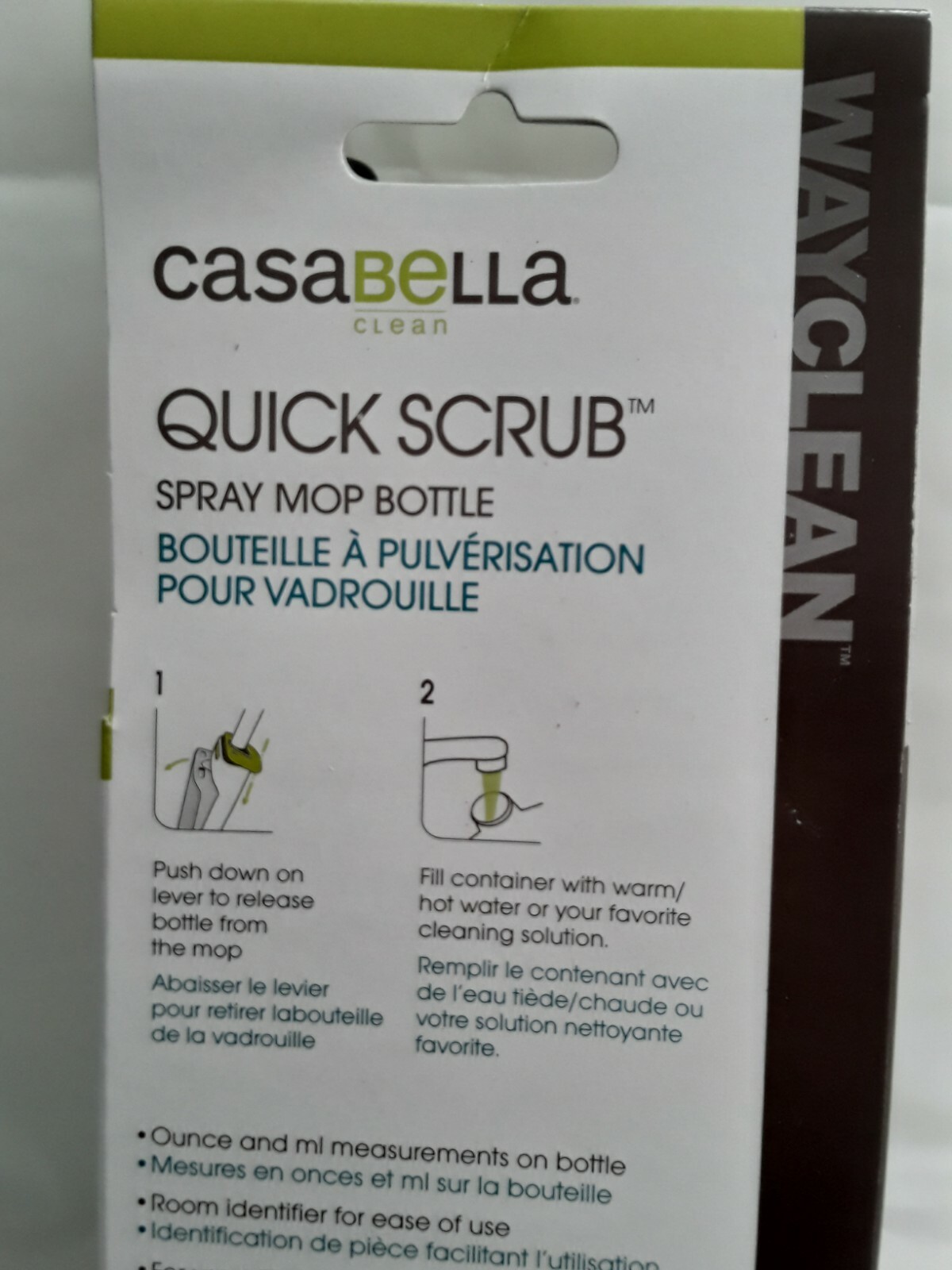Casabella Quick Scrub Microfiber Spray Mop Bottle Replacement refill, 14 oz