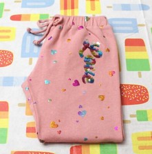 Belle du Jour Girl 4 Pink Metallic Hearts Love Sequin Drawstring Jogger Pants